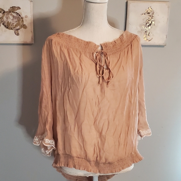 Charlotte Russe pink bohemian white lace blouse 2X - Picture 5 of 8